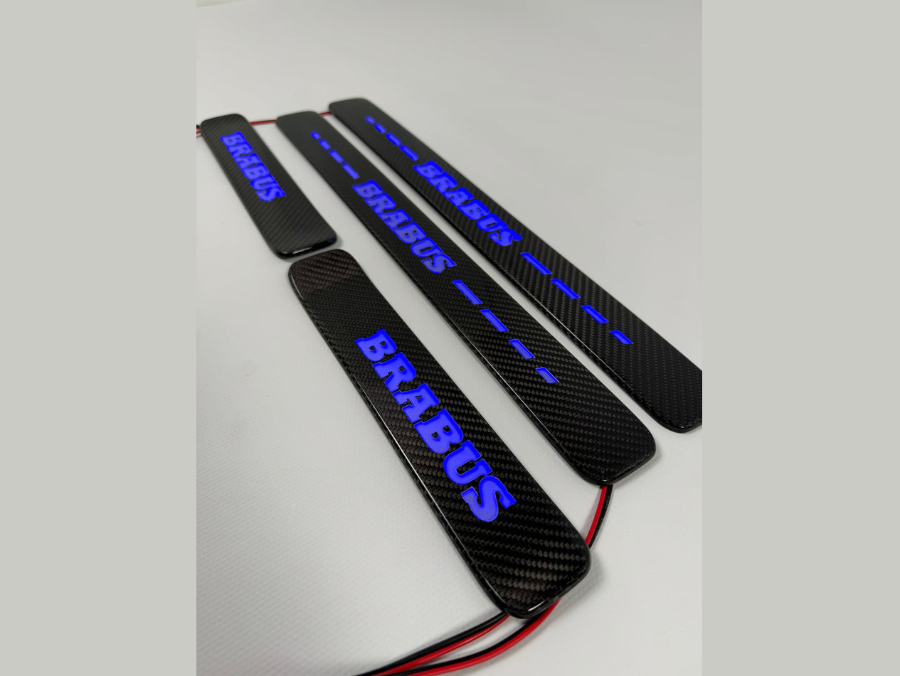 Mercedes Brabus W463A W464 G Wagon Carbon Door Sills Blue LED Illuminated 4 pcs
